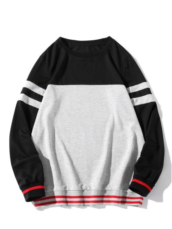 Men Striped Colorblock Sweatshirt