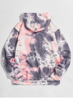 Men Tie Dye Kangaroo Pocket Drawstring Hoodie