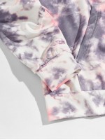 Men Tie Dye Kangaroo Pocket Drawstring Hoodie