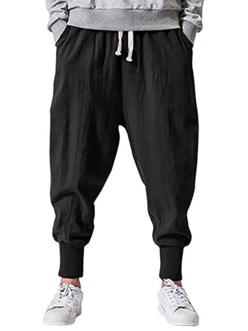 Men Drawstring Waist Harem Pants