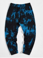 Men Tie Dye Letter Graphic Drawstring Sweatpants