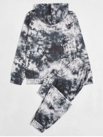 Men Tie Dye Hooded Sweatshirt With Sweatpants