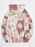 Men Slogan Embroidered Tie Dye Hoodie