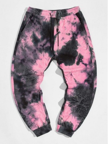 Men Drawstring Waist Tie Dye Pants