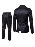 Men Single Button Jacquard Blazer And Tailored Pants