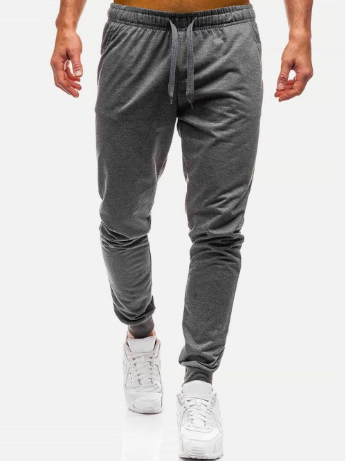 Men Drawstring Waist Solid Joggers