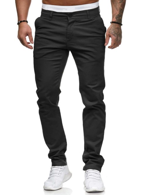 Men Slant Pocket Straight Leg Pants