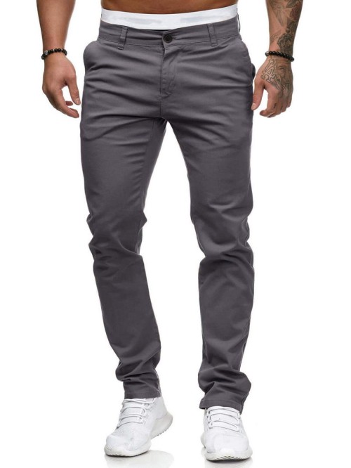 Men Solid Straight Leg Pants