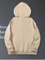 Men Striped Kangaroo Pocket Drawstring Hoodie