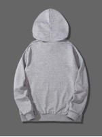 Men Striped Kangaroo Pocket Drawstring Hoodie