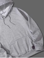 Men Striped Kangaroo Pocket Drawstring Hoodie