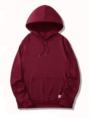 Men Striped Kangaroo Pocket Drawstring Hoodie