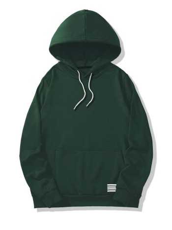 Men Striped Kangaroo Pocket Drawstring Hoodie