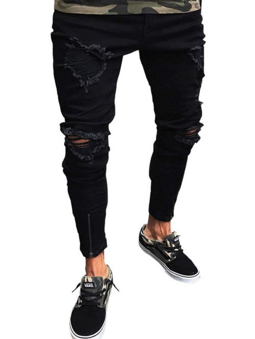 Men Ripped Detail Skinny Jeans