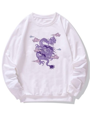 Men Chinese Dragon And Auspicious Clouds Print Sweatshirt