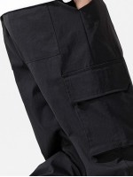 Men Side Flap Pocket Drawstring Hem Cargo Trousers