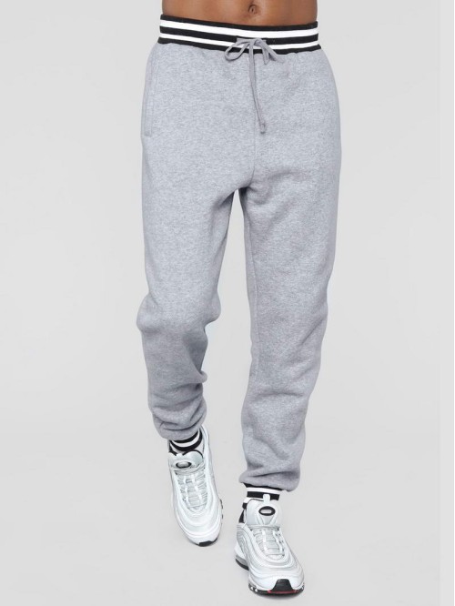 Men Striped Trim Drawstring Waist Sweatpants