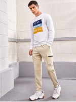 Men Drawstring Waist Letter Graphic Pocket Joggers