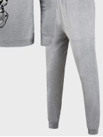 Men Astronaut Print Sweatshirt And Pants Set