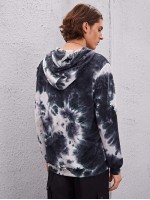 Men Tie Dye Drawstring Kangaroo Pocket Hoodie