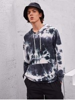 Men Tie Dye Drawstring Kangaroo Pocket Hoodie