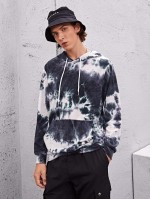 Men Tie Dye Drawstring Kangaroo Pocket Hoodie