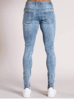 Men Ripped Slant Pocket Skinny Jeans