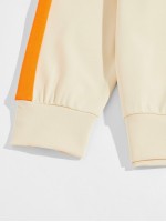 Men Colorblock Sweatshirt & Drawstring Waist Pants