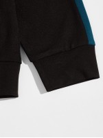 Men Colorblock Sweatshirt & Drawstring Waist Pants