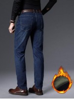 Men Fleece Lined Washed Jeans