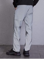 Men Solid Flap Pocket Drawstring Reflective Pants