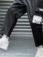 Men Patched Side Flap Pocket Cargo Pants