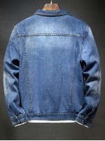 Men Ripped Flap Pockets Denim Jacket Without Sweatshirt