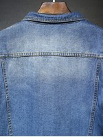 Men Ripped Flap Pockets Denim Jacket Without Sweatshirt