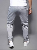 Men Drawstring Ribbed Knee Sweatpants