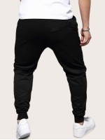 Men Locomotive Pleated Drawstring Sweatpants