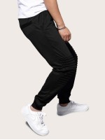 Men Locomotive Pleated Drawstring Sweatpants