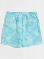 Men Drawstring Waist Patched Detail Tie Dye Shorts