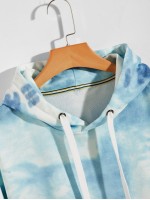 Men Tie Dye Kangaroo Pocket Drawstring Hoodie