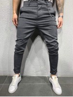 Men Solid Slant Pocket Chain Detail Tailored Pants