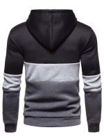 Men Zip Half Color Block Hoodie