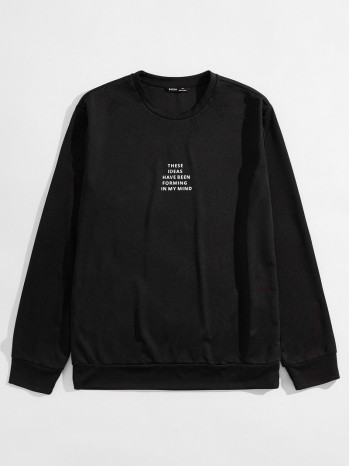 Men Slogan Graphic Pullover