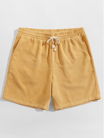 Men Slant Pocket Cord Track Shorts