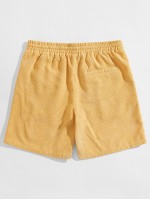 Men Slant Pocket Cord Track Shorts