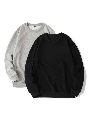 Men 2pcs Round Neck Sweatshirt