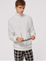 Men Solid High Neck Pullover