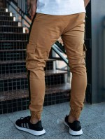 Men Contrast Panel Side Flap Pocket Pants