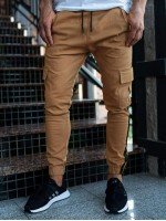 Men Contrast Panel Side Flap Pocket Pants