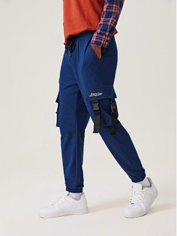 Men Flap Pocket Side Patched Detail Sweatpants