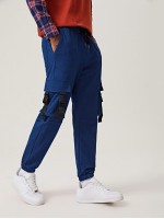 Men Flap Pocket Side Patched Detail Sweatpants